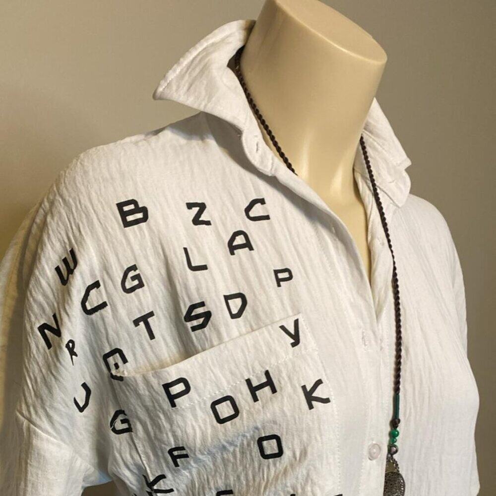 R'e Design Letter Print Loose Shirt Dress - Picture 3 of 10